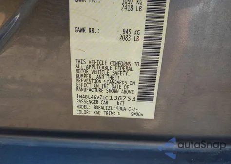 2020 Nissan Altima Sl Fwd из США, поврежденный, VIN 1N4BL4EV7LC138753